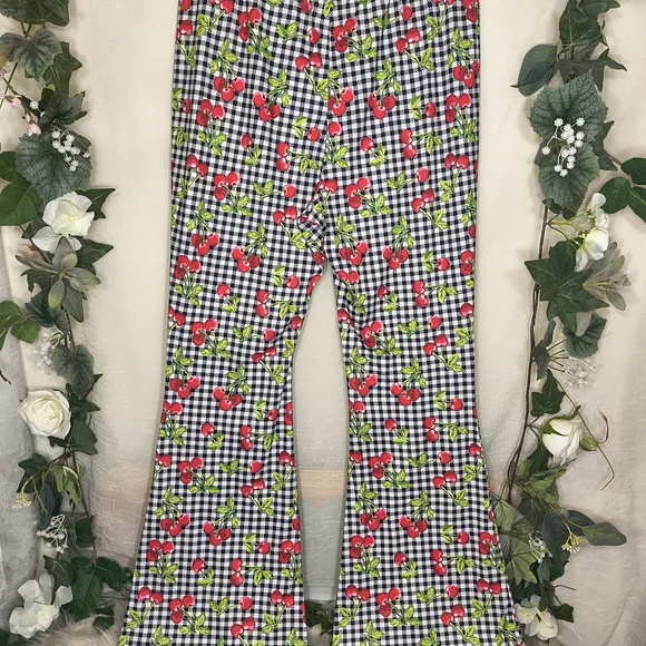 Cherry Print Flared Pants - Picture 7 of 8